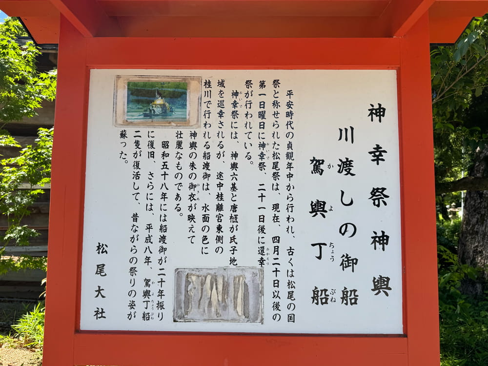松尾大社の駕輿丁船(かよちょうぶね)の説明