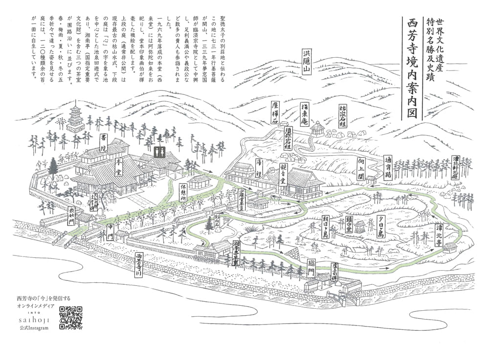 西芳寺(苔寺)の境内案内図